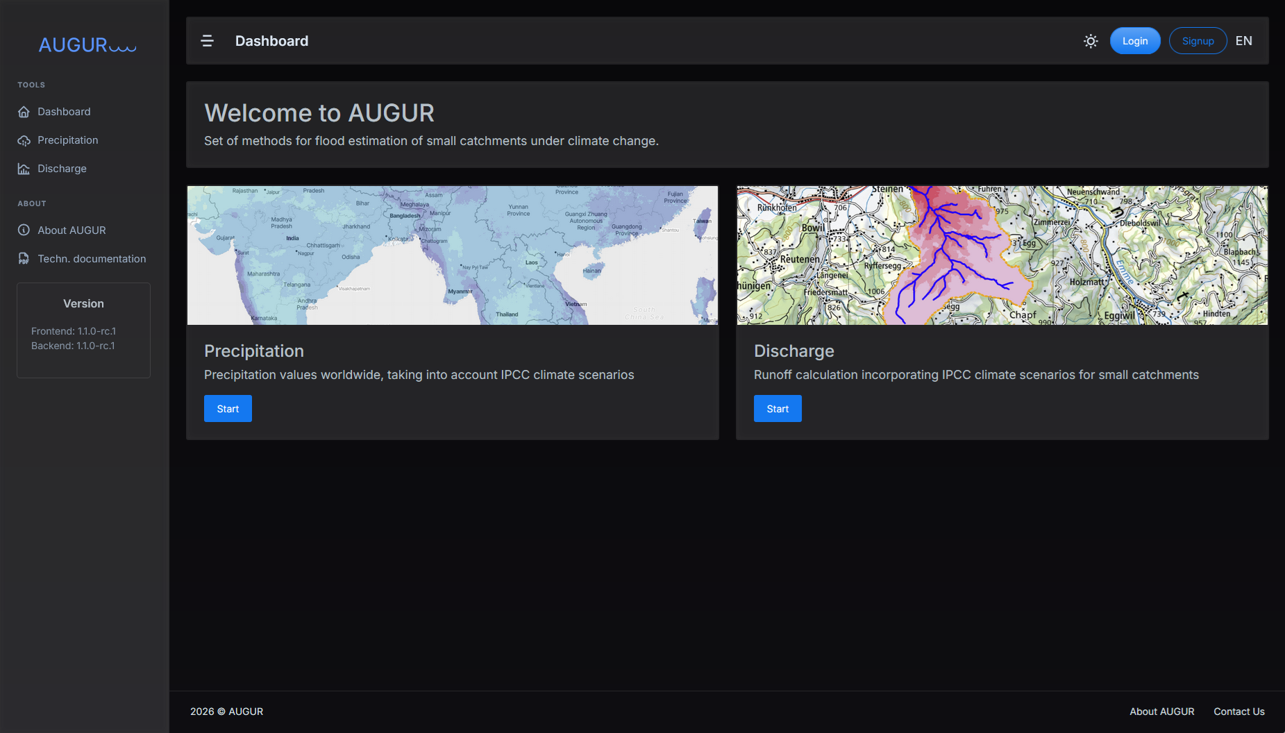 AUGUR Startscreen aus dem augur-hakesch Repository